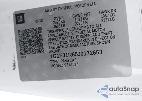 2018 Chevrolet Camaro Zl1 из США, поврежденный, VIN 1G1FJ1R65J0172653